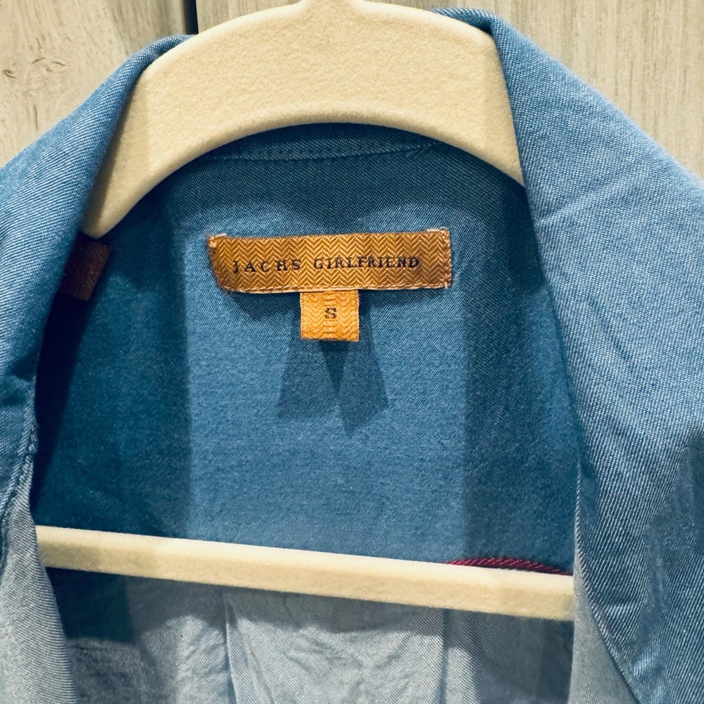 JACHS Girlfriend Denim Blue Button-Down Shirt Sz S - Picture 5 of 5